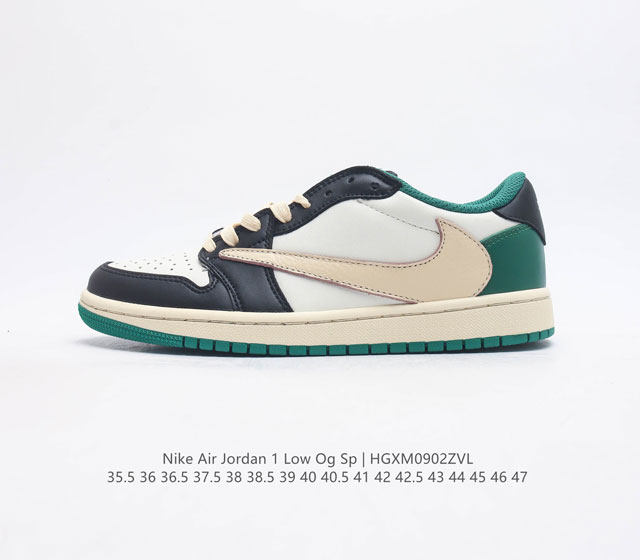 耐克运动鞋 Nike Air Jordan 1 Low Og Sp 倒勾 低帮篮球鞋 Aj1 乔丹1代 Aj1 乔1 反向脚趾复古运动鞋 亮点之处在于鞋侧的倒置