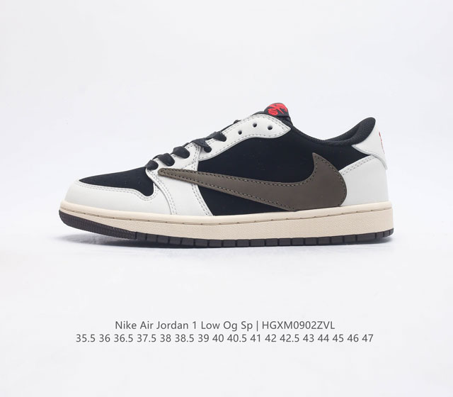 耐克运动鞋 Nike Air Jordan 1 Low Og Sp 倒勾 低帮篮球鞋 Aj1 乔丹1代 Aj1 乔1 反向脚趾复古运动鞋 亮点之处在于鞋侧的倒置