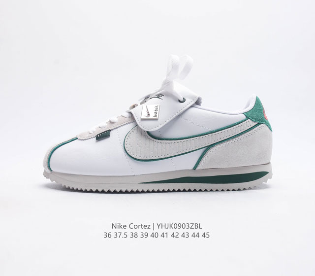 耐克 Nike Cortez 阿甘鞋男女子运动板鞋 秉承元年款经典风格 皮革鞋面 令双足保持干爽舒适 传统鞋带系统和覆面设计增强贴合感 提升耐久性 彰显经典风格