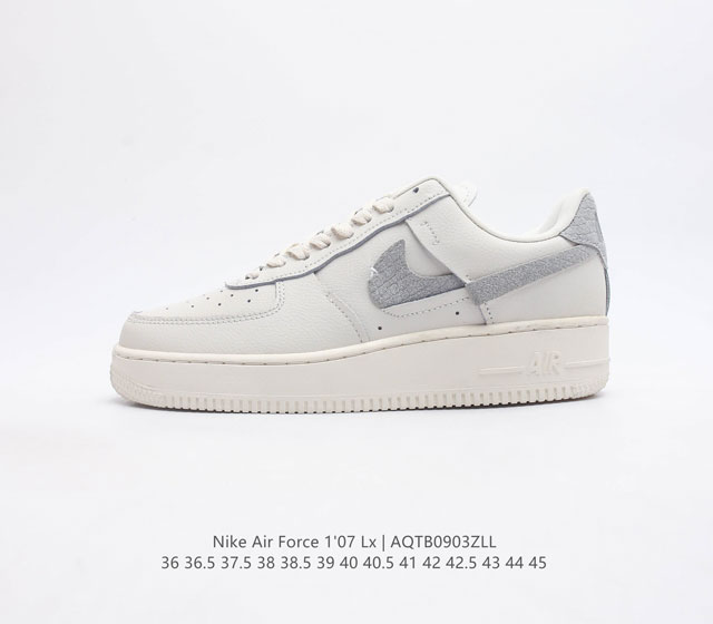 耐克nike Force 1 Lx 空军一号af1 解构系列板鞋男女同款运动鞋 鞋款整体以最经典的白色 Air Force 1 为设计蓝本 并融入当下最火热的解