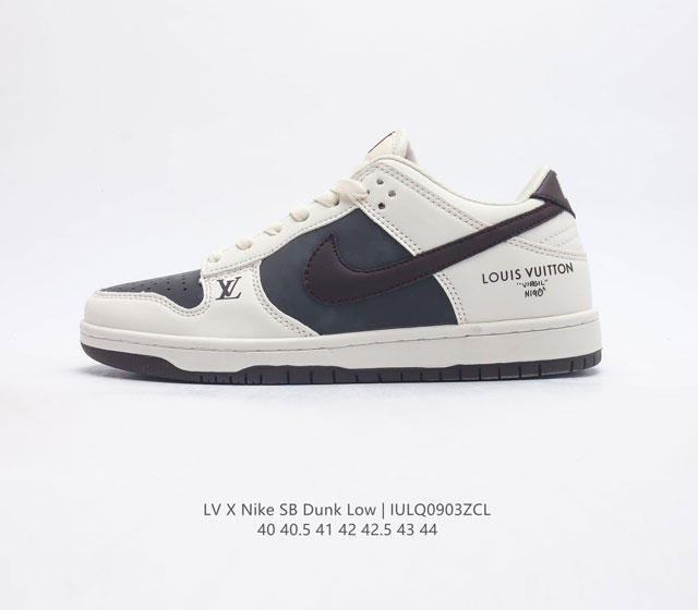 耐克 男鞋 Nike Sb Dunk Low Pro X Lv 路易威登 联名复古低帮休闲运动滑板板鞋 采用脚感柔软舒适zoomair气垫 有效吸收滑板等极限运