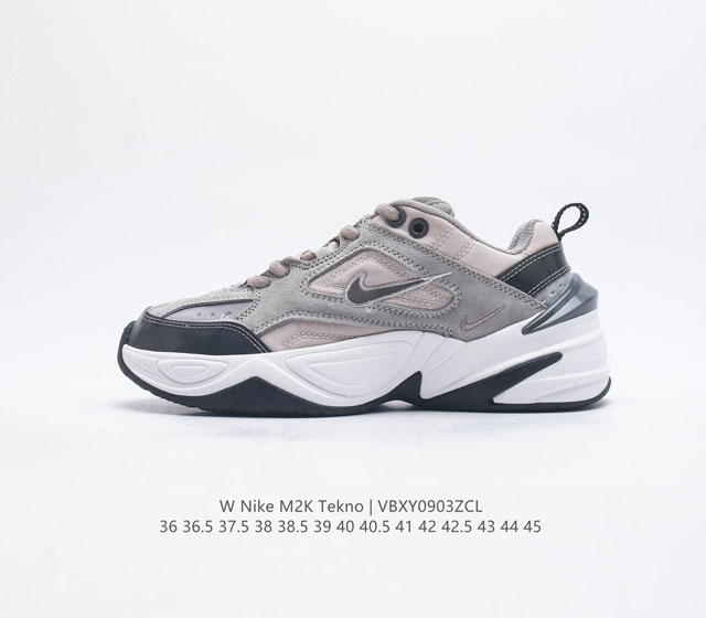 公司级 耐克 Nike M2K Tekno 男女子运动鞋厚底老爹鞋经典复古休闲慢跑鞋 从 Monarch 系列汲取灵感 以太空时代细节演绎未来风范 分层鞋面借鉴