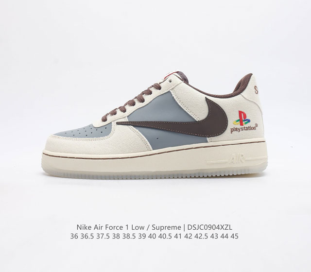 真标耐克nike Air Force 1 Low 空军一号 联名supreme 低帮百搭休闲运动板鞋 柔软 弹性十足的缓震性能和出色的中底设计 横跨复古与现代的