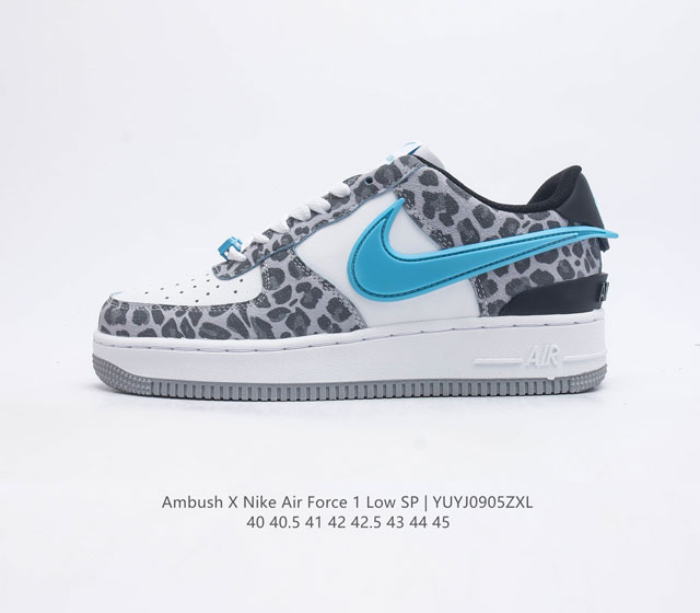 耐克 空军一号 男鞋 Af1 低帮休闲板鞋 Ambush X Nk Air Force 1'07 Low Sp 空军一号联名 标志性的swoosh延伸至鞋跟之外