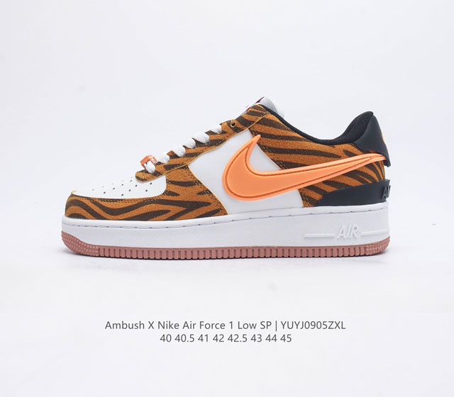 耐克 空军一号 男鞋 Af1 低帮休闲板鞋 Ambush X Nk Air Force 1'07 Low Sp 空军一号联名 标志性的swoosh延伸至鞋跟之外