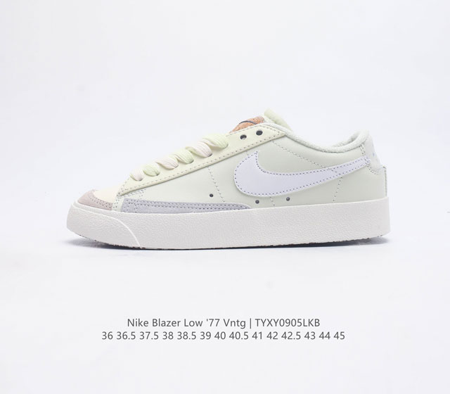 耐克 Nike Blazer Low 77 Vntg开拓者 复古经典 百搭休闲运动板鞋 鞋垫搭配后跟nike Zoom Air气垫 在碰撞着地时提供减震防护 为