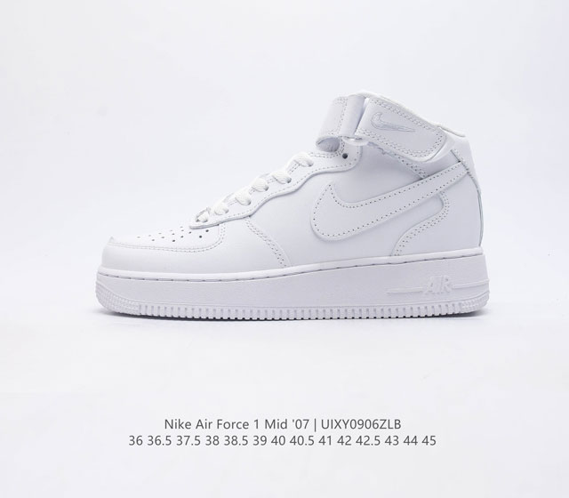 耐克 Nike Air Force1 07 Mid 潮流百搭休闲中帮 魔术贴 运动板鞋 空军一号 卫冕联名 进口皮革 内置全掌solo 柔软 弹性十足的缓震性能