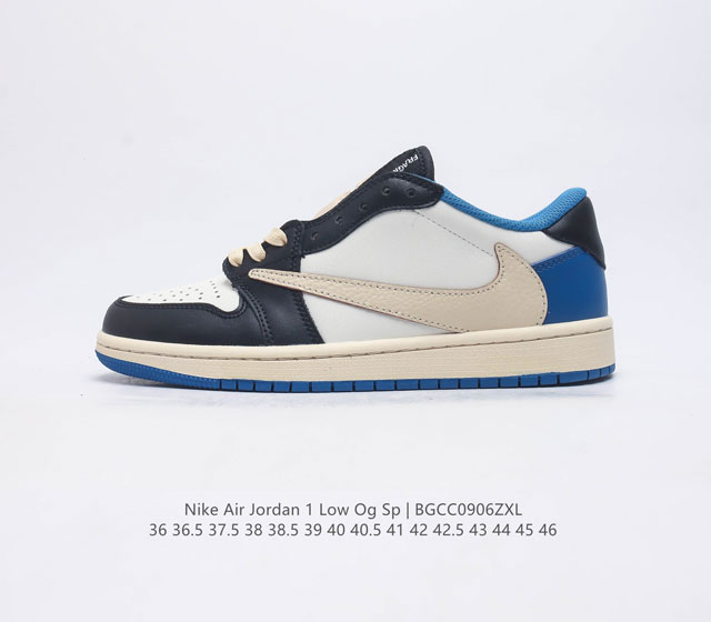 耐克运动鞋 Nike Air Jordan 1 Low Og Sp 倒勾 低帮篮球鞋 Aj1 乔丹1代 Aj1 乔1 反向脚趾复古运动鞋 亮点之处在于鞋侧的倒置