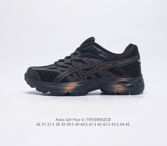 Asics 亚瑟士 Gel-Flux 4 男女子运动鞋舒适跑鞋缓震透气跑步鞋 Gel-Flux4采用的是新一代轻质网布面 大孔洞设计极具透气性 柔软包覆双脚 让