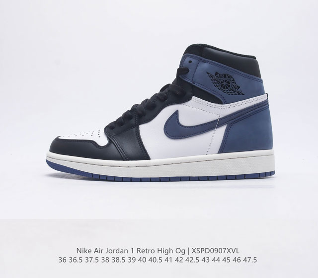 六冠王 耐克 Nike Air Jordan 1 Retro High Og 乔丹一代篮球鞋复刻运动鞋 皮面高帮板鞋的设计灵感源自运动夹克 带你重温入选球队时刻