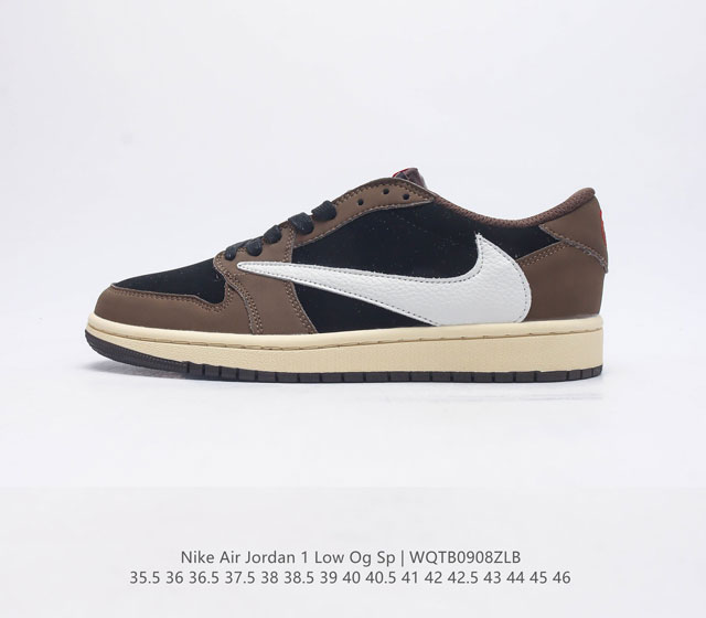 耐克运动鞋 Nike Air Jordan 1 Low Og Sp 倒勾 低帮篮球鞋 Aj1 乔丹1代 Aj1 乔1 反向脚趾复古运动鞋 亮点之处在于鞋侧的倒置