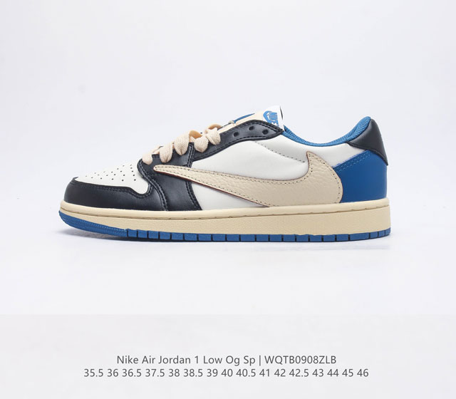 耐克运动鞋 Nike Air Jordan 1 Low Og Sp 倒勾 低帮篮球鞋 Aj1 乔丹1代 Aj1 乔1 反向脚趾复古运动鞋 亮点之处在于鞋侧的倒置