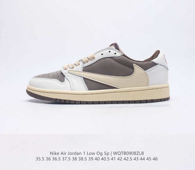 耐克运动鞋 Nike Air Jordan 1 Low Og Sp 倒勾 低帮篮球鞋 Aj1 乔丹1代 Aj1 乔1 反向脚趾复古运动鞋 亮点之处在于鞋侧的倒置