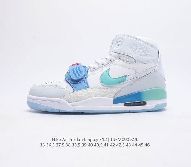 Air Jordan Legacy 312 高帮 有着交错结合的设计 它的名字就展现出它所包含的鞋款元素 312 分别对应了 Air Jordan 3 Air