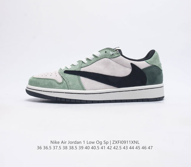 耐克运动鞋 Nike Air Jordan 1 Low Og Sp 倒勾 低帮篮球鞋 Aj1 乔丹1代 Aj1 乔1 反向脚趾复古运动鞋 亮点之处在于鞋侧的倒置