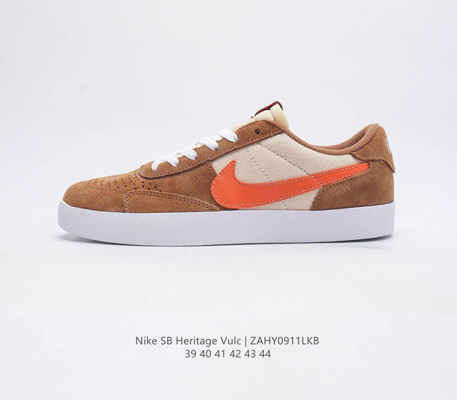 真标 耐克nike Sb Heritage Vulc 开拓者低帮休闲男士运动板鞋 复古拼接鞋面 时尚潮流百搭舒适透气耐磨防滑低帮 这款鞋向经典滑板鞋款致敬 绒面