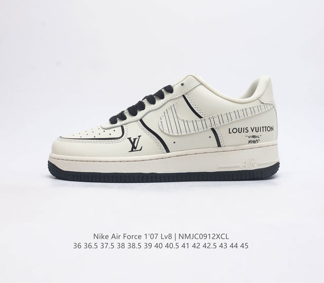 耐克 Nike Air Force 1'07 Lv8 系列 空军一号 Af1 运动鞋 设计灵感源自摔跤运动 助你发挥天赋 震撼全场 华丽设计搭配优质皮革面 契合