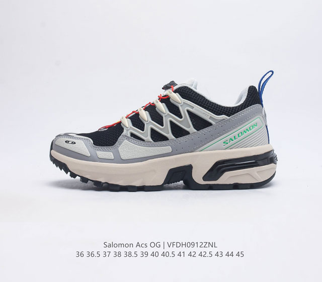 公司级 Salomon Acs Pro Advanced Ls Acs + Og 萨洛蒙复古潮流户外机能登山功能跑鞋 鞋面以 锯齿 状的包裹系统呈现 在基色底之