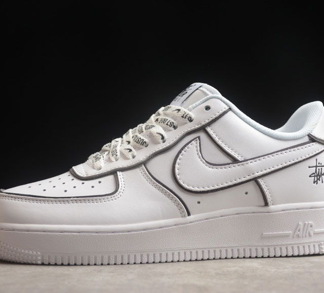 Stussy X Nk Air Force 1 Low 斯图西联名 白炫彩反光 满天星空军一号低帮休闲板鞋 Bq6425-109 打造纯正空军版型#专注外贸渠道