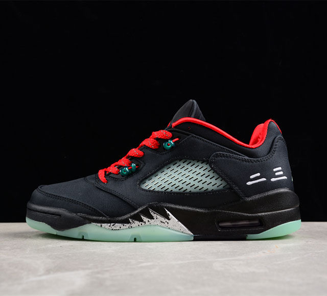 Clot X Air Jordan 5 Retro Low Cny Aj5 乔5中国年黑红丝绸翡翠夜光撕撕乐 Dm4640-036 尺码 36 36.5 37.