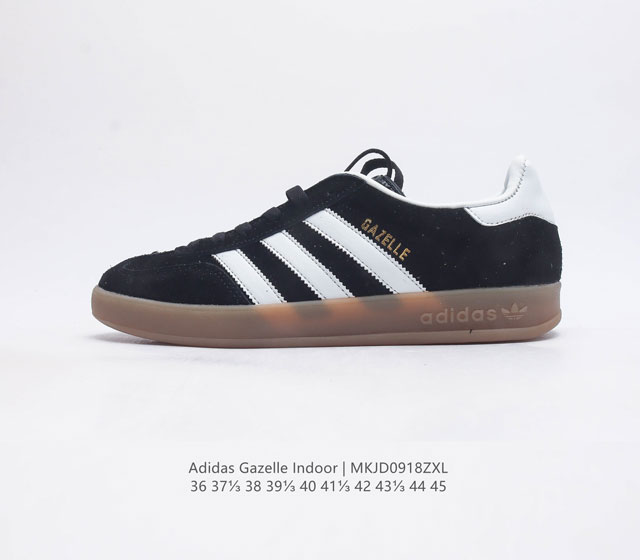 阿迪达斯 Adidas Originals Gazelle Indoor 复古三叶草防滑透明橡胶板鞋经典运动鞋 这款经典鞋 忠于原版设计 缀撞色三条纹和鞋跟饰片