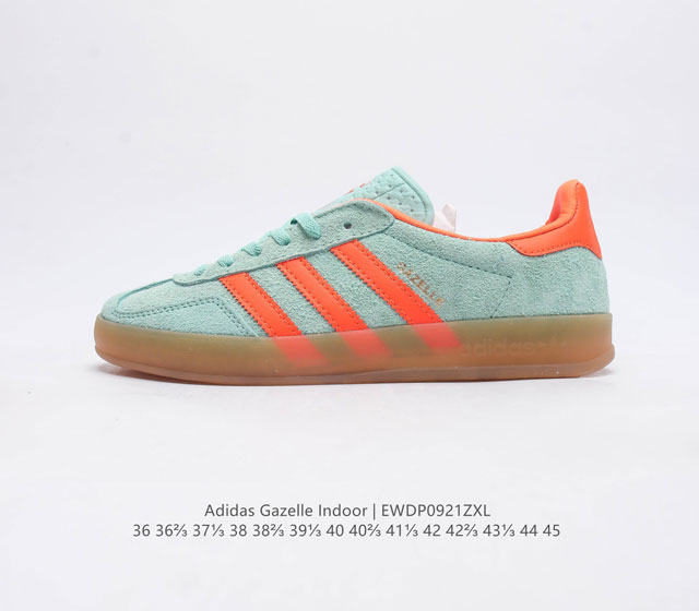 阿迪达斯 Adidas Originals Gazelle Indoor 复古三叶草防滑透明橡胶板鞋经典运动鞋 这款经典鞋 忠于原版设计 缀撞色三条纹和鞋跟饰片