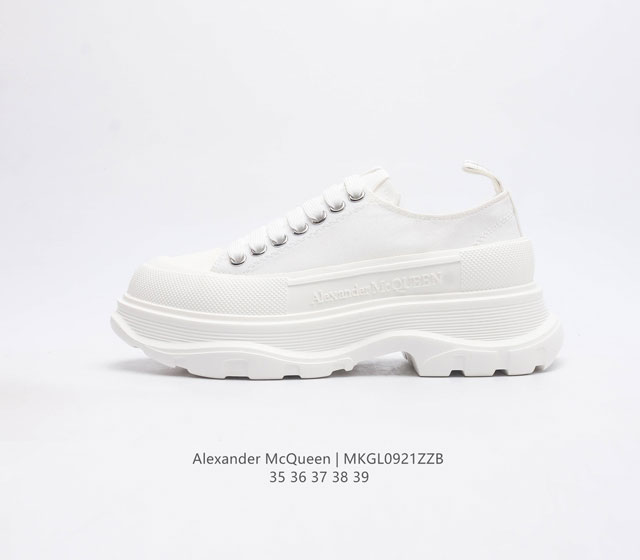 意大利高奢品牌-亚历山大 麦昆 Alexander Mcqueen Sole Sneakers 低帮时装厚底显高百搭休闲松糕鞋 女式厚底增高帆布鞋 新款 官方同