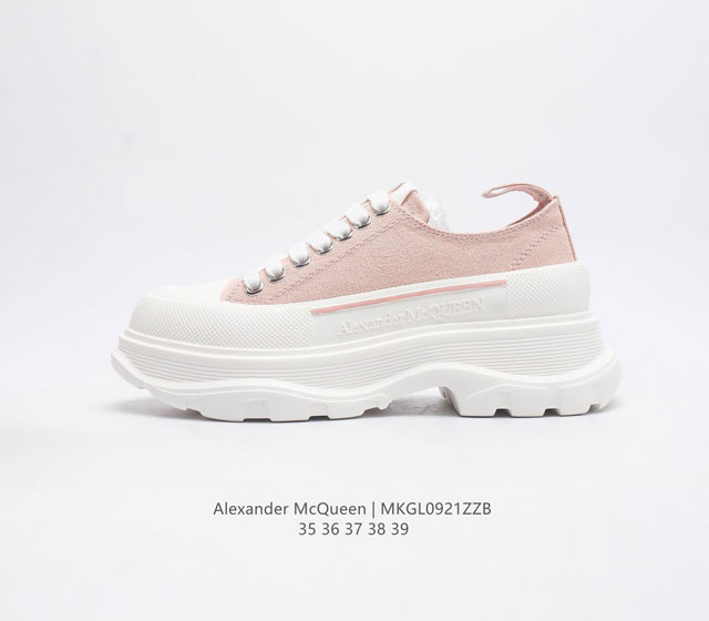 意大利高奢品牌-亚历山大 麦昆 Alexander Mcqueen Sole Sneakers 低帮时装厚底显高百搭休闲松糕鞋 女式厚底增高帆布鞋 新款 官方同