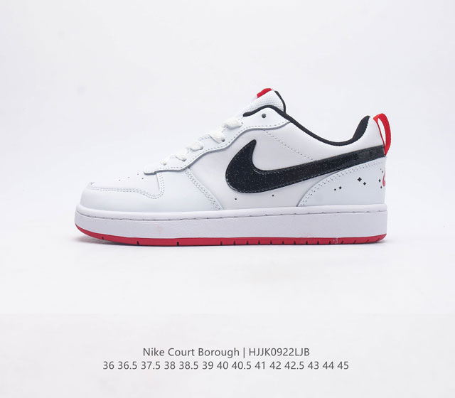 耐克 Nike 男女子运动鞋 Court Borough Low 低帮板鞋 解构绑带 1 其皮革材质的鞋面结合网眼鞋舌 在出众外观与质感的同时提供稳固支撑 并且