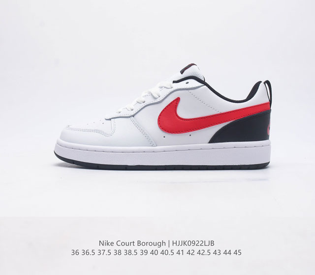 耐克 Nike 男女子运动鞋 Court Borough Low 低帮板鞋 解构绑带 1 其皮革材质的鞋面结合网眼鞋舌 在出众外观与质感的同时提供稳固支撑 并且