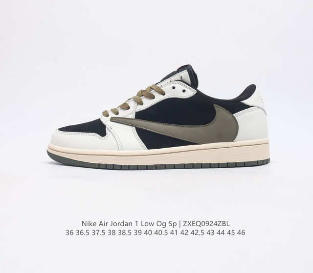 耐克运动鞋 Nike Air Jordan 1 Low Og Sp 倒勾 低帮篮球鞋 Aj1 乔丹1代 Aj1 乔1 反向脚趾复古运动鞋 亮点之处在于鞋侧的倒置