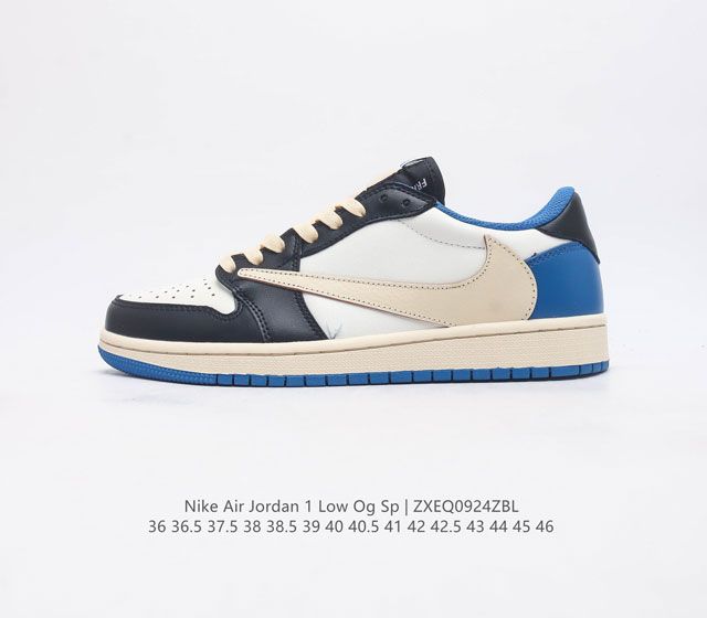 耐克运动鞋 Nike Air Jordan 1 Low Og Sp 倒勾 低帮篮球鞋 Aj1 乔丹1代 Aj1 乔1 反向脚趾复古运动鞋 亮点之处在于鞋侧的倒置