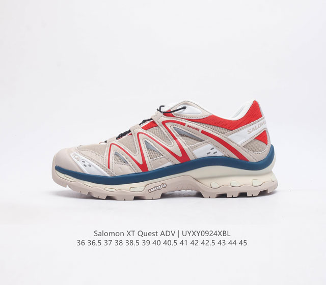 公司级 萨洛蒙 Salomon Xt-Quest Adv Beige 萨洛蒙 探索者系列户外越野跑鞋 鞋面采用sensifit贴合技术 全方位贴合包裹脚型 鞋跟