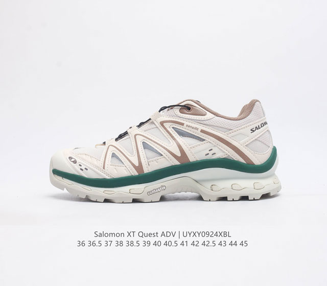 公司级 萨洛蒙 Salomon Xt-Quest Adv Beige 萨洛蒙 探索者系列户外越野跑鞋 鞋面采用sensifit贴合技术 全方位贴合包裹脚型 鞋跟