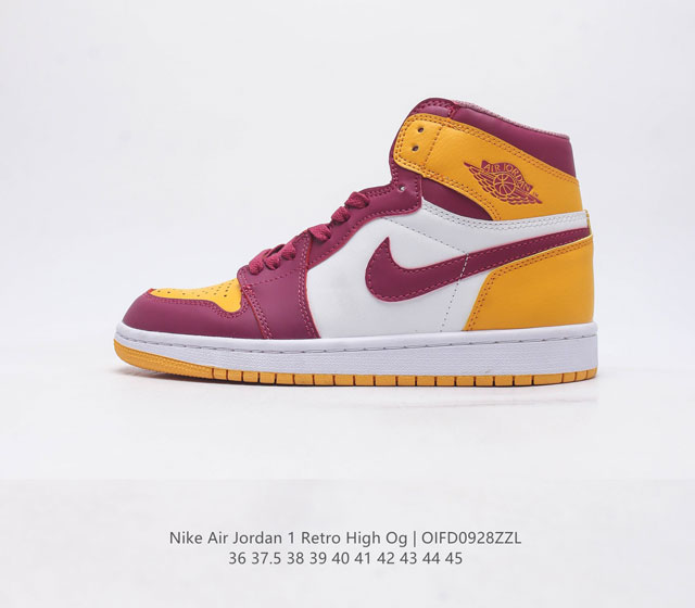 耐克 Nike Air Jordan 1 Retro High Og 乔丹一代篮球鞋复刻运动鞋 皮面高帮板鞋的设计灵感源自运动夹克 带你重温入选球队时刻 采用经