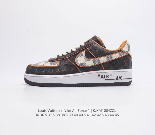 特价公司级 Louis Vuitton X Nike Air Force 1 Low 路易威登联名 耐克 空军一号低帮百搭休闲运动板鞋 柔软 弹性十足的缓震性能