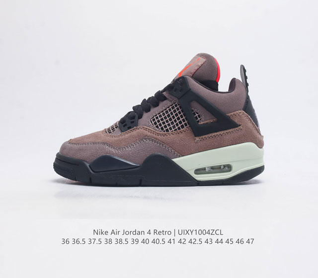 二层皮 耐克 Nike Air Jordan 4 Retro Og迈克尔 乔丹aj4代中帮复古休闲运动文化篮球鞋 秉承轻量化的速度型篮球鞋设计思想完成设计 降低