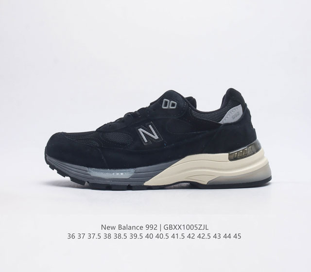 新百伦new Balance 992 复古风格简约经典舒适百搭时尚休闲鞋缓震透气跑步鞋 鞋面采用猪皮革与织物相结合 尼龙网布在拼接工序上极为繁复 彰显质感的同时