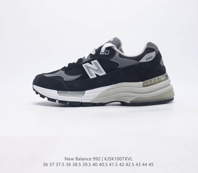 新百伦new Balance 992 复古风格简约经典舒适百搭时尚休闲鞋缓震透气跑步鞋 鞋面采用猪皮革与织物相结合 尼龙网布在拼接工序上极为繁复 彰显质感的同时