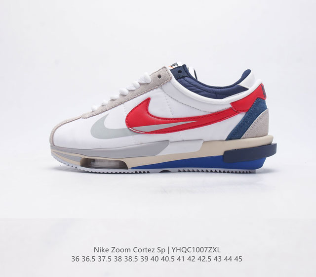 耐克 Nike Air Zoom Cortez S 系列改良阿甘低帮解构厚底休闲运动慢跑鞋经典阿甘男女士跑鞋 诞生50 周年纪念款 厚实牛津布组合翻毛皮革鞋面材