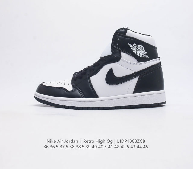 头层皮 耐克 Nike Air Jordan 1 Retro High Og 乔丹一代篮球鞋复刻运动鞋 皮面高帮板鞋的设计灵感源自运动夹克 带你重温入选球队时刻