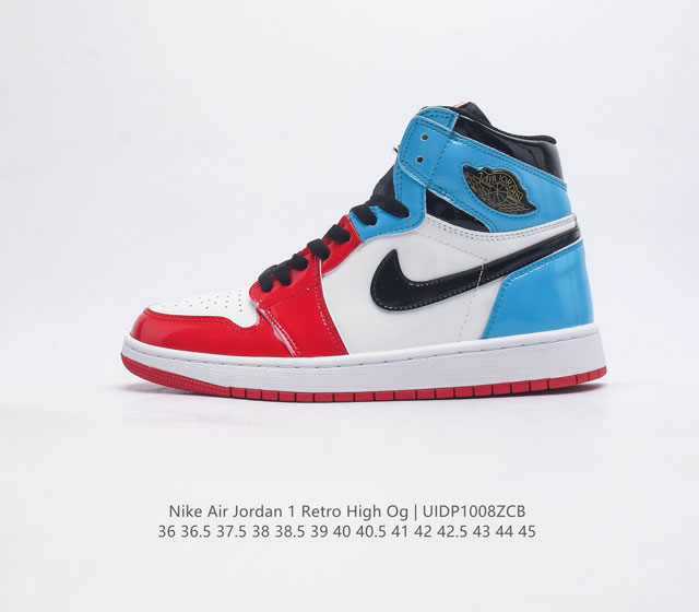 头层皮 耐克 Nike Air Jordan 1 Retro High Og 乔丹一代篮球鞋复刻运动鞋 皮面高帮板鞋的设计灵感源自运动夹克 带你重温入选球队时刻