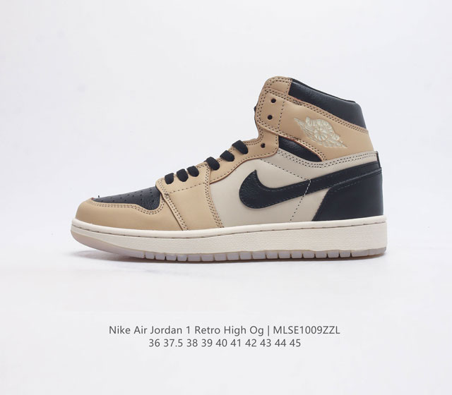 耐克 Nike Air Jordan 1 Retro High Og 乔丹一代aj1 高帮篮球鞋复刻运动鞋 皮面高帮板鞋的设计灵感源自运动夹克 带你重温入选球队