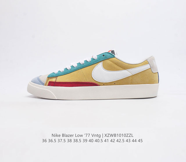 耐克 Nike Blazer Low 77 Vntg 男女子低帮运动板鞋 重现低调风格和经典篮球外观 依托经典简约魅力和舒适性能 备受街头时尚赞誉 华美翻毛皮细