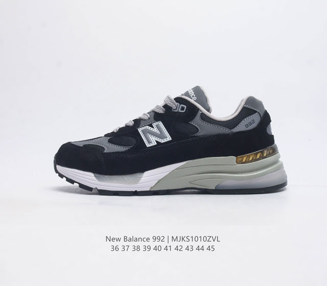 新百伦new Balance 992 复古风格简约经典舒适百搭时尚休闲鞋缓震透气跑步鞋 鞋面采用皮革与织物相结合 尼龙网布在拼接工序上极为繁复 彰显质感的同时带