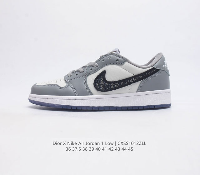 Aj1迪奥联名白灰乔丹 Air Jordan Aj1 Aj1 乔丹1代 乔1 乔丹1代低帮系列dior X Air Jordan 1 Low 乔1低帮迪奥联名