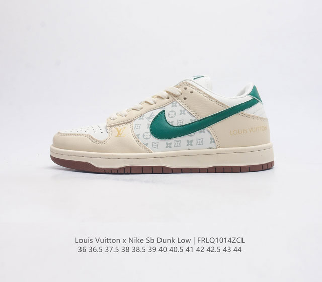 耐克 Nike Sb Dunk Low Pro X Lv 路易威登 联名 复古低帮休闲运动滑板板鞋 采用脚感柔软舒适zoomair气垫 有效吸收滑板等极限运动在