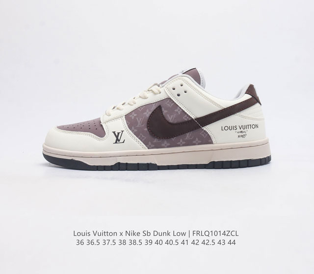 耐克 Nike Sb Dunk Low Pro X Lv 路易威登 联名 复古低帮休闲运动滑板板鞋 采用脚感柔软舒适zoomair气垫 有效吸收滑板等极限运动在