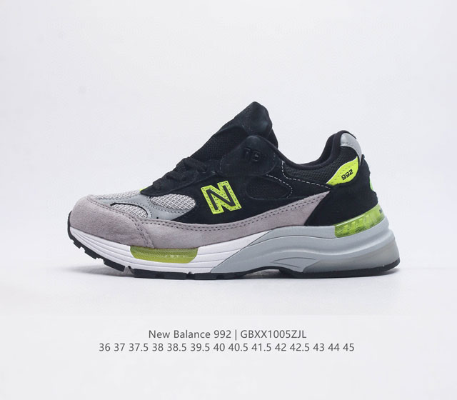 S版本 新百伦new Balance 992 复古风格简约经典舒适百搭时尚休闲鞋缓震透气跑步鞋 鞋面采用猪皮革与织物相结合 尼龙网布在拼接工序上极为繁复 彰显质