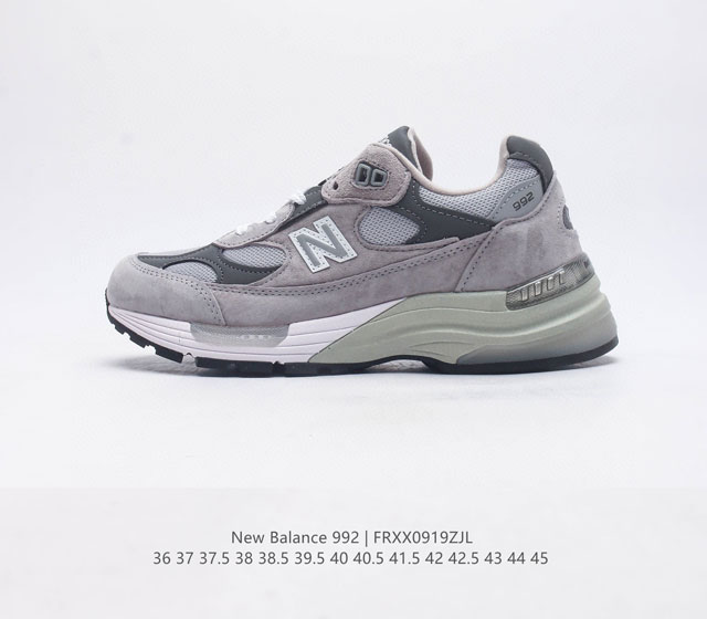 S版本 新百伦new Balance 992 复古风格简约经典舒适百搭时尚休闲鞋缓震透气跑步鞋 鞋面采用猪皮革与织物相结合 尼龙网布在拼接工序上极为繁复 彰显质